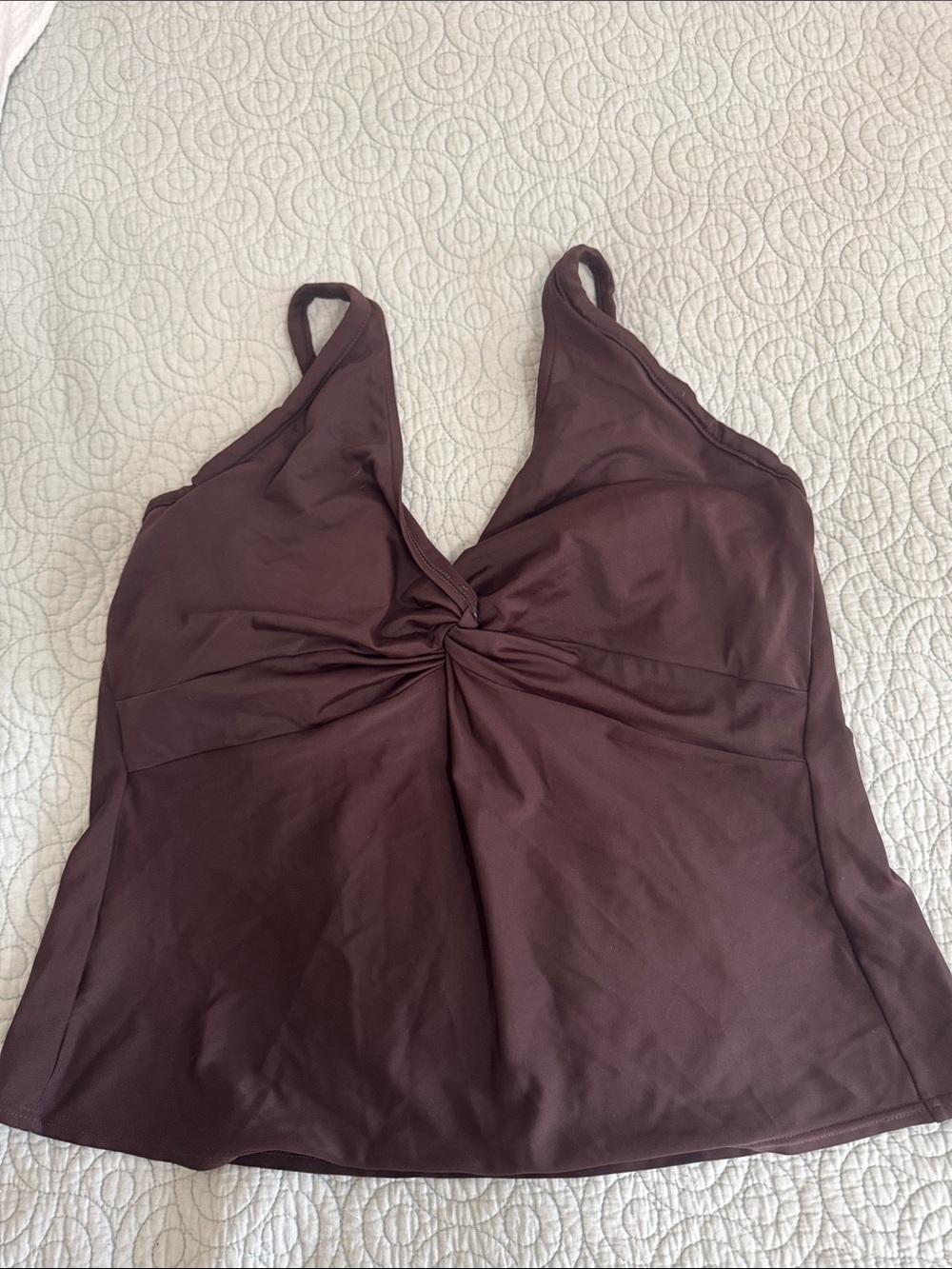 Sunsets Women’s Twist-Front Brown Tankini swim Top 38dd